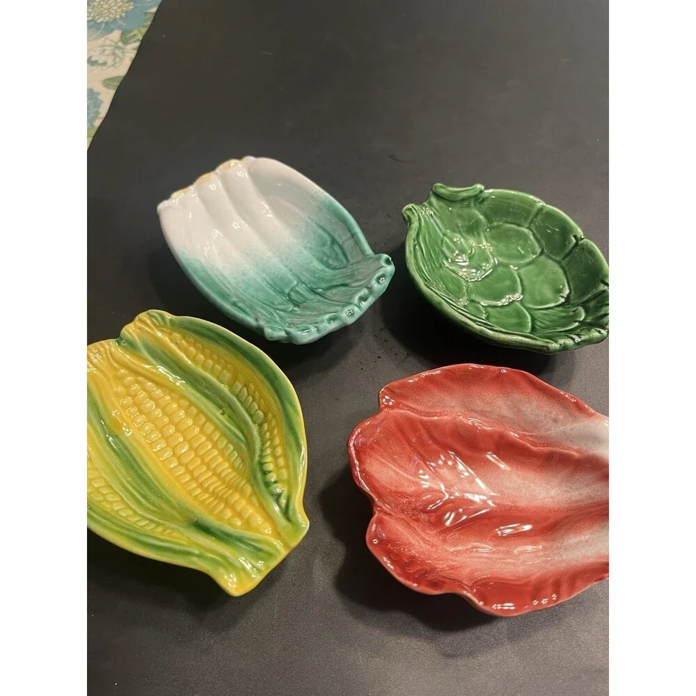 4pc Williams Sonoma Italy Corn on the Cob Red Cabbage Green Onion Bowls